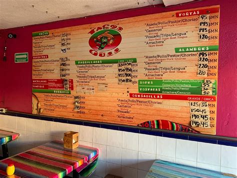 Menu at Guss Tacos restaurant, Cabo San Lucas, Blvd Lazaro Cardenas entre melchor Ocampo s/n