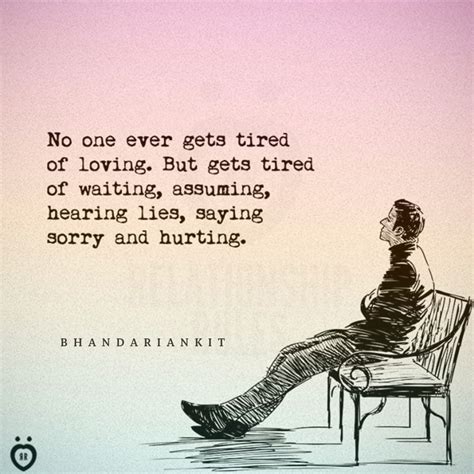 a drawing of a person sitting on a chair with the quote no one ever gets tired of loving, but ...