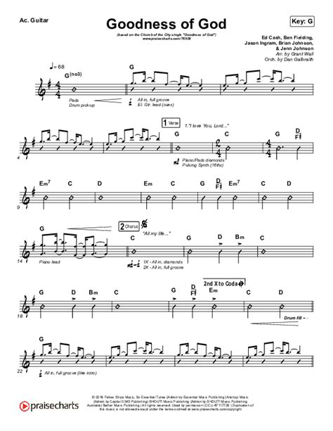 Goodness Of God Acoustic Guitar Sheet Music PDF (Church Of The City) - PraiseCharts