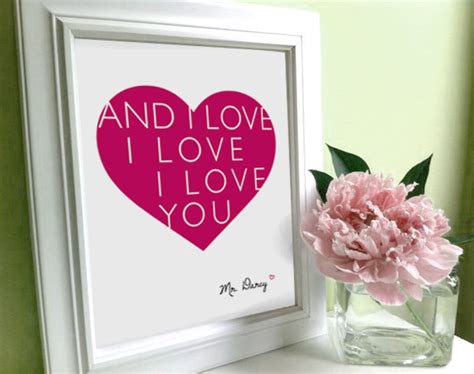 Mr. Darcy Quote I Love I Love I Love You... Romantic Art Mr. - Etsy