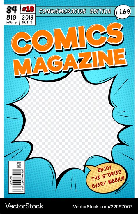 Comic book cover retro cartoon comics magazine Vector Image