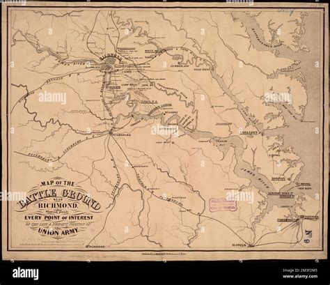 Map of the battle ground near Richmond, showing plainly, every point of ...