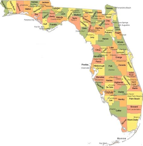 Florida Map with County