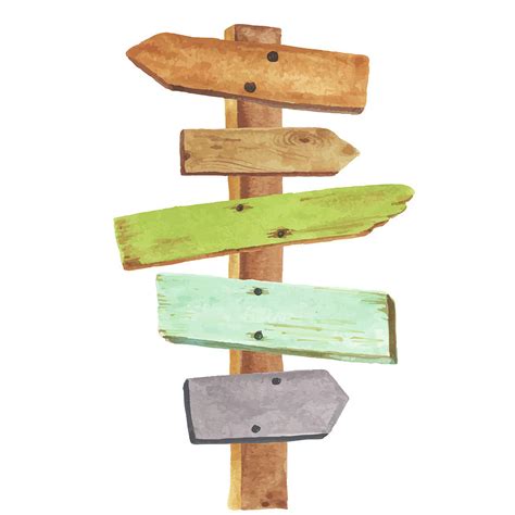 Watercolor Wooden Signpost Digital Art by Olga bonitas - Fine Art America