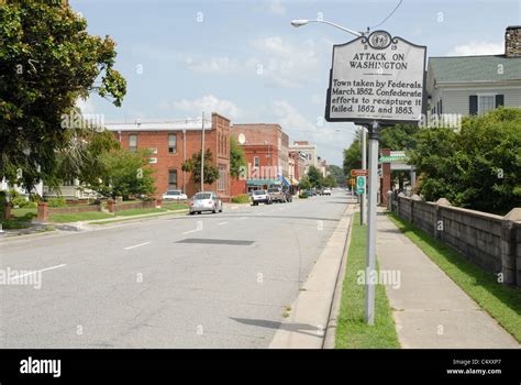 Main Street Washington, NC with Civil War Historic Marker Stock Photo - Alamy