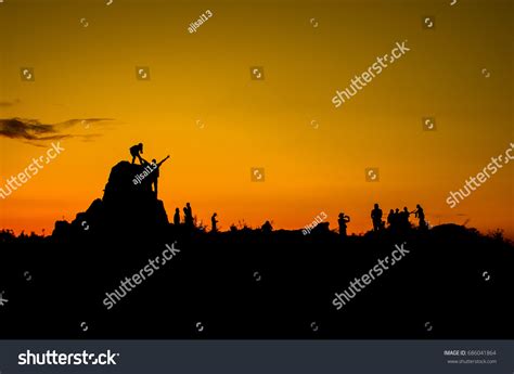 Conceptual Silhouette Photo Group People Waiting Stock Photo 686041864 ...