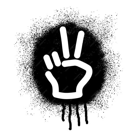 Premium Vector | Hand gesture v sign for peace symbol with black spray paint stencil