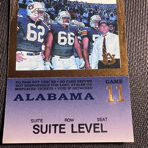 1995 SUITE LEVEL Alabama vs Auburn original football FULL ticket stub ...