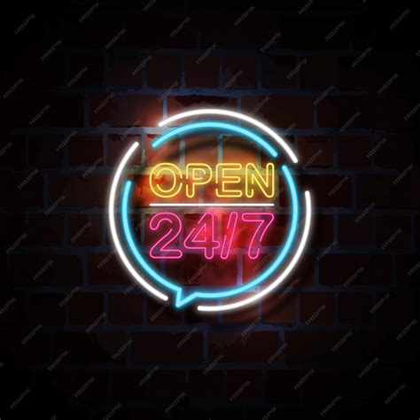 Premium Vector | Open 24/7 neon style sign illustration