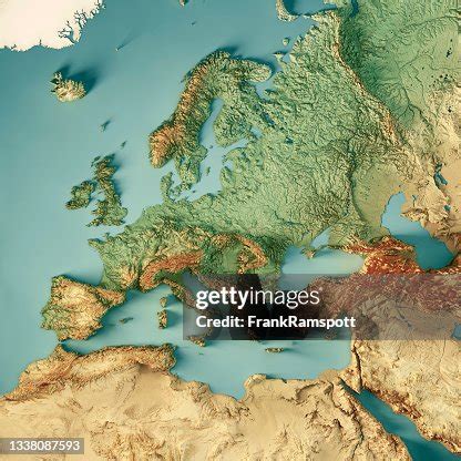 Europe Extended 3d Render Topographic Map Color High-Res Stock Photo ...