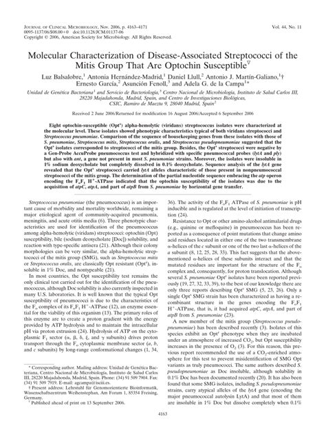 (PDF) Molecular Characterization of Disease-Associated Streptococci of the Mitis Group That Are ...