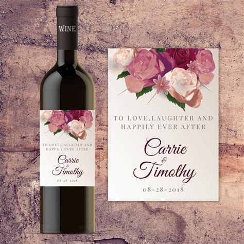 Wedding Wine Bottle Label, Custom Wine Bottle Labels for Wedding Tables ...