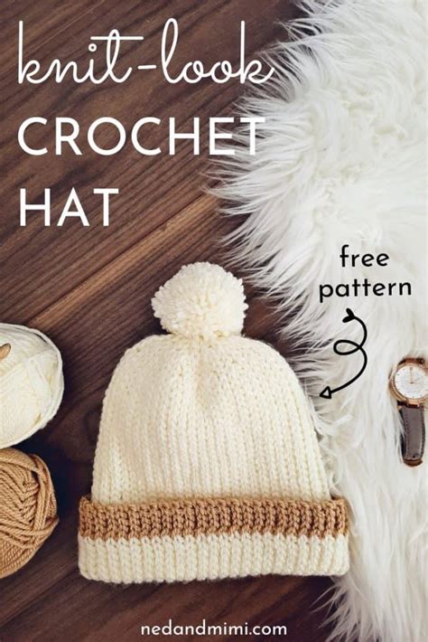 Knit-Look Crochet Hat | Free Pattern | Ned & Mimi