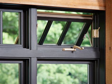 An awning window is hinged at the top and opens outward from the frame. Place them above or ...