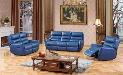 Blue Leather Sofa Set | Cabinets Matttroy