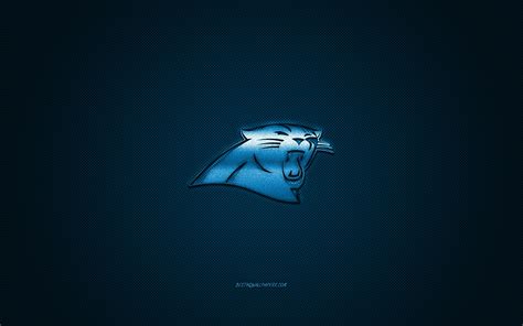 Download wallpapers Carolina Panthers, American football club, NFL, blue logo, blue carbon fiber ...
