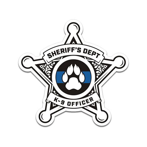 K9 Sheriff Thin Blue Line 5 Point Badge Sticker Decal K-9 Officer ...