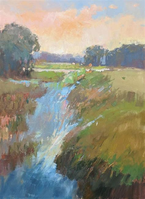 Millie Gosch - Subtle Serenade, Vertical Framed Impressionist Plein Air Landscape Painting ...