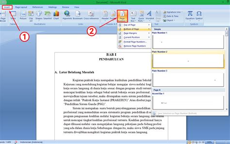 Cara Membuat Nomor Halaman (Page Number) di MS Word - blog kibe