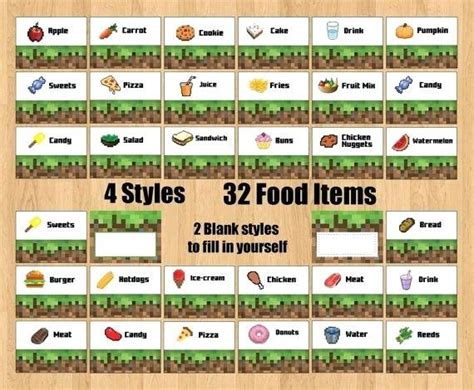 minecraft food printables card image free printablercom - pin on nolans ...