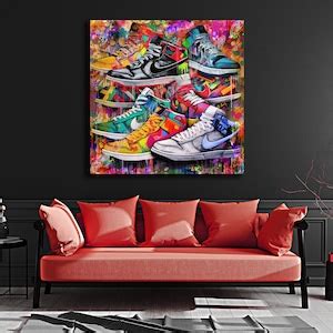 Sneakerhead Graffiti Art Kicks 30x30 Ready to Hang HD Canvas Original by Memento Nike Air Jordan ...