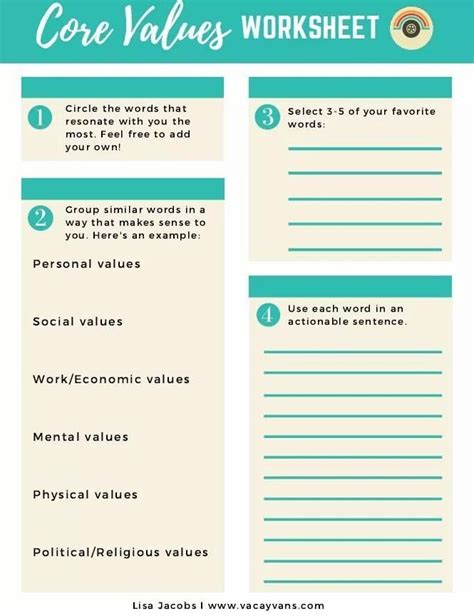 16 Worksheets for Identifying Your Core Values | Core beliefs, Core ...