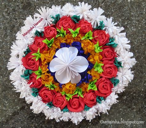 ::My Hobbies::: അത്തപ്പൂക്കളം Athappookkalam with paper flowers ഓണപ്പൂക്കളം