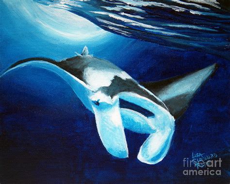 Manta ray diving down Painting by Lisa Pope | Fine Art America