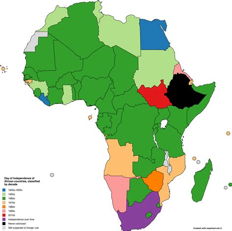 Independence days of African countries by decade. [4800 × 4790] : r/MapPorn