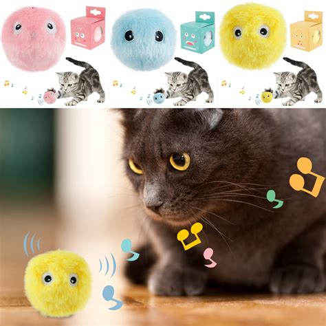 HOTBEST 3PCS Fluffy Plush Cat Ball Toys, Interactive Chirping Balls Cat Kicker Toys, 3 Lifelike ...