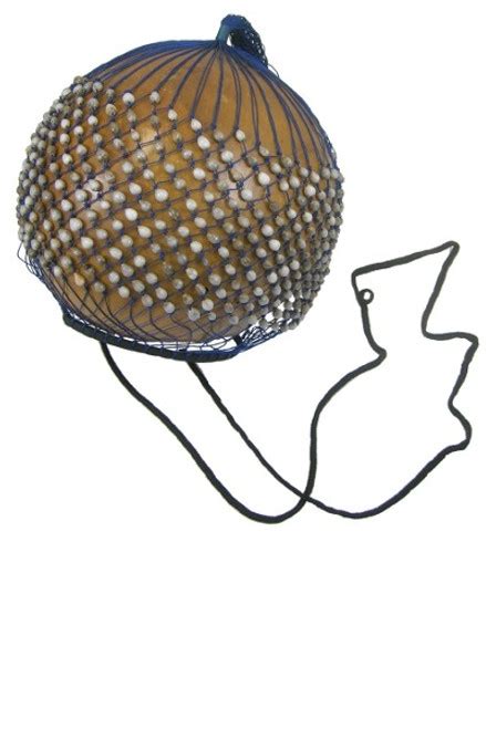 African Axatse Gourd Shaker - Maraca, Rumba Shekere - 6" X 12" - Djembe Direct