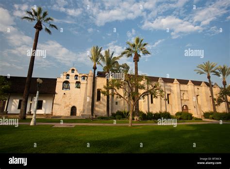 Exterior view San Gabriel Mission, San Gabriel, California, United States of America Stock Photo ...