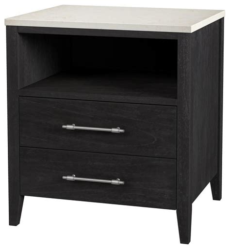 Company Mayfair 2 Drawer Wood and Marble Nightstand, Black - Midcentury - Armchairs And Accent ...