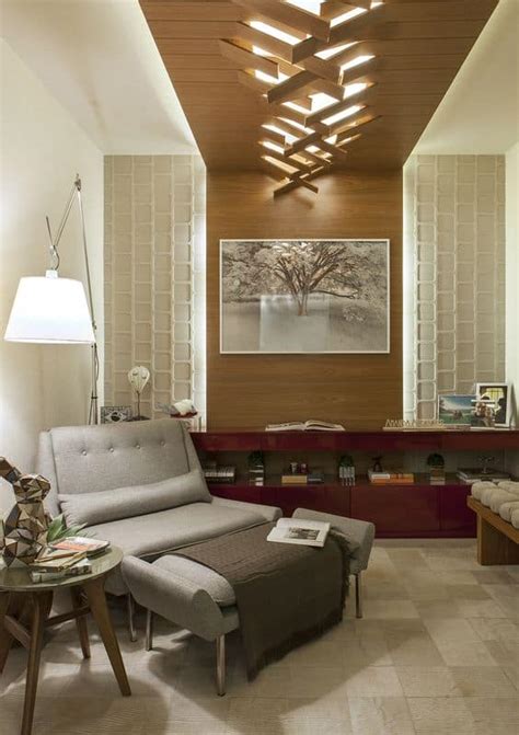 False Ceiling Designs With Wood For Living Room | Shelly Lighting