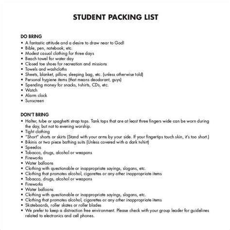 44+ Packing List Templates - PDF, DOC, Excel