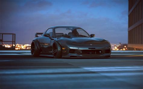 Download wallpapers Mazda RX-7, art, tuning, tunned RX7, supercars ...