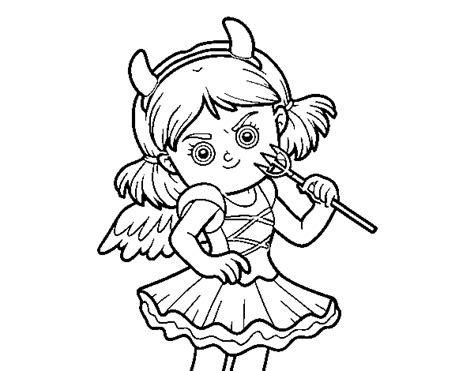 Baby Boy In Halloween Devil Costume Coloring Page - clowncoloringpages