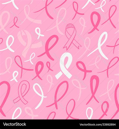 Breast cancer pink ribbon doodle background Vector Image