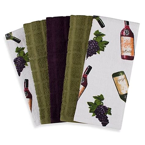 Cotton Terry Cloth Kitchen Towels in Wine (Set of 5) - Bed Bath & Beyond