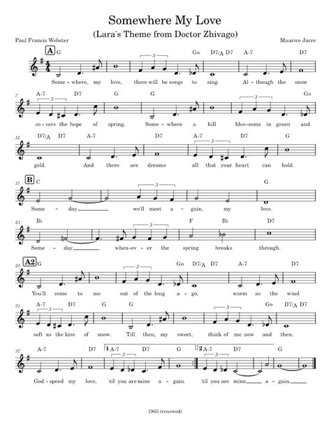 Somewhere My Love Sheet music for Piano (Solo) | Musescore.com