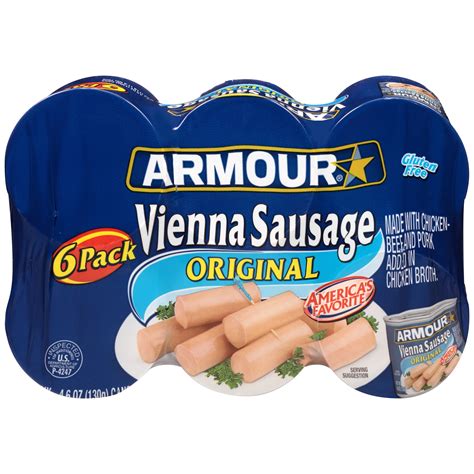 Armour Star Vienna Sausage, Original Flavor, Canned Sausage, 4.6 OZ (Pack of 6) - Walmart.com ...