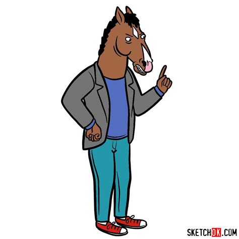 How to draw BoJack Horseman in full growth - Sketchok easy drawing guides