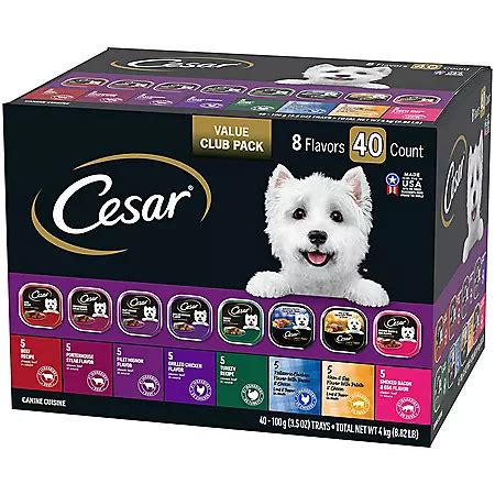 Cesar Canine Cuisine Wet Dog Food, 8 Flavor Variety Pack Classic Loaf ...