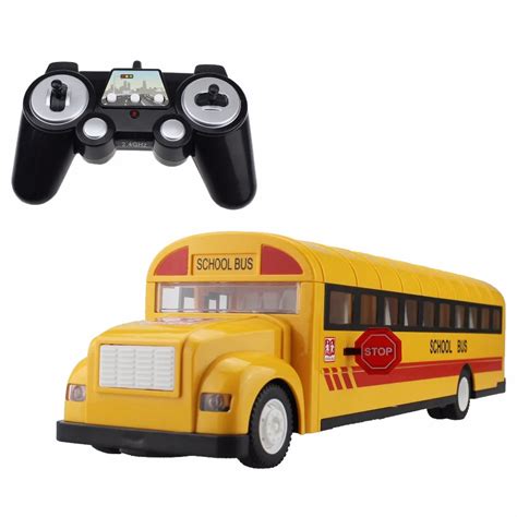 RC Car School Bus 2.4G Remote Control Buses Opening Door One Key Starting Transporter Vehicle ...