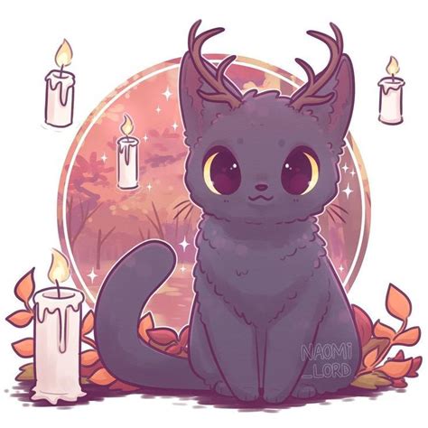 🍁 Another kitty Witches familiar! This time with antlers!! 🐱 🦌 🍁 If you ...