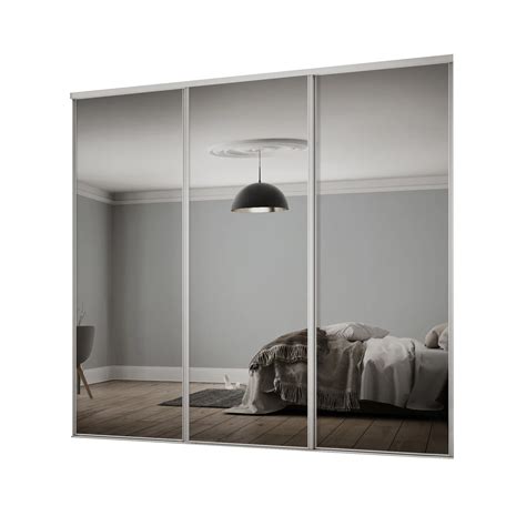 Classic Mirrored Sliding wardrobe door kit (H)2260 mm (W)2672mm, Pack of 3 | Departments | DIY ...