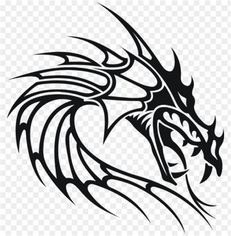 Image Black And White Stock Dragon Tribal Design Ideas - Simple Chinese Dragon Head Drawi PNG ...