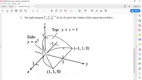 Answered: -1-y 2. The triple integral S, S2 S, dz… | bartleby