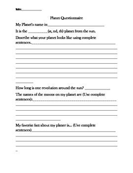 Planet Project with Rubric by Harmon House Pre-K | TpT