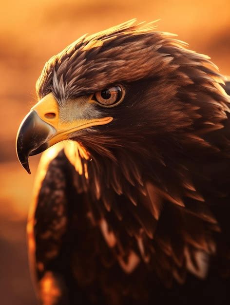 Premium Photo | A close up of a golden eagle's face